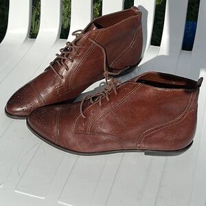 Vintage Lace Up Leather Ankle Boots Size 10W